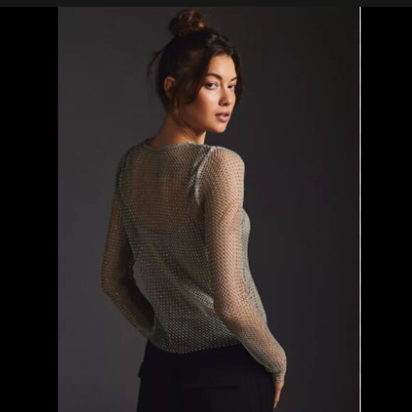 Brand New SUNDAY IN BROOKLYN MESH SPARKLE TOP - Picture 2 of 11